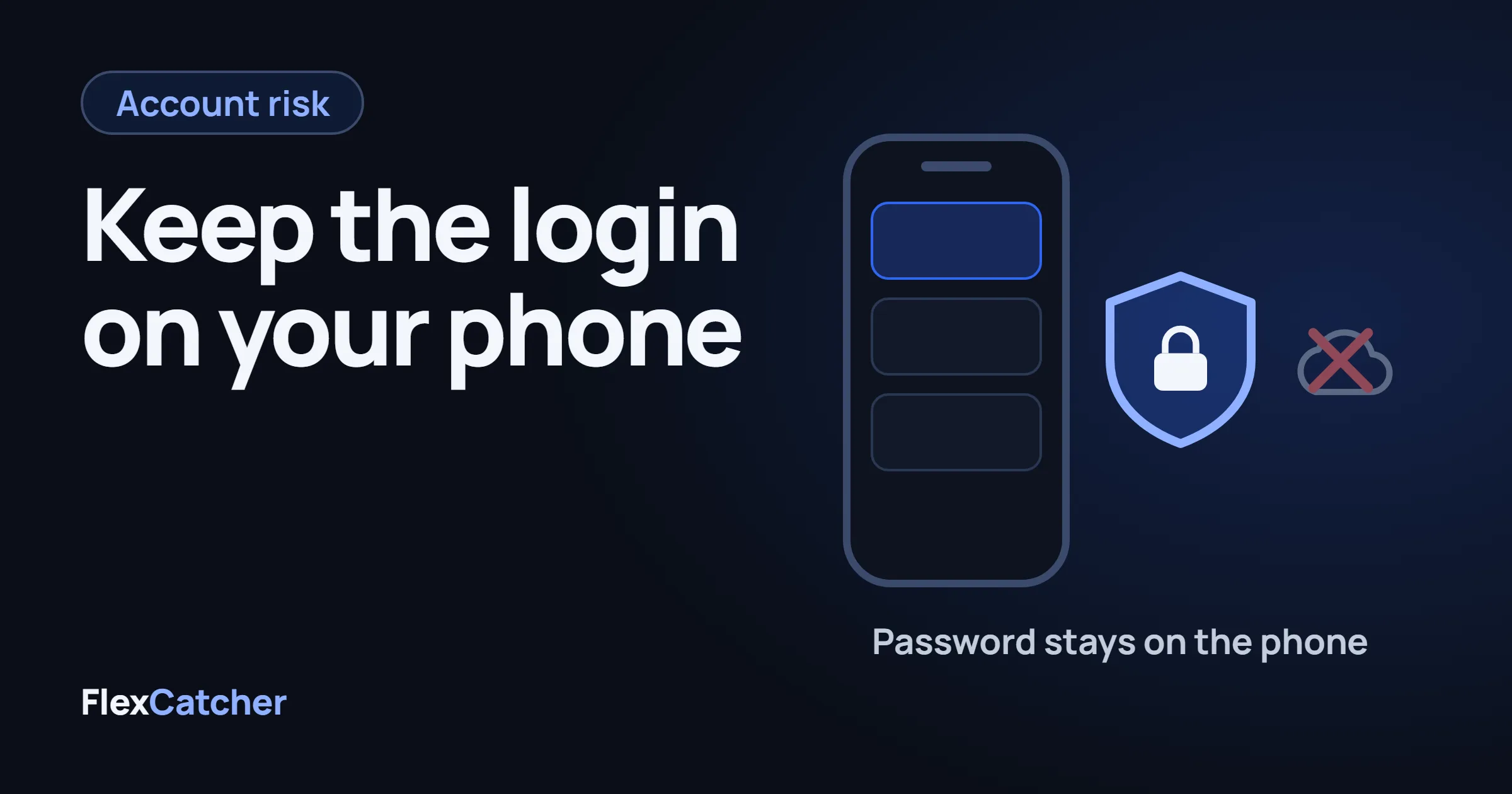A phone next to a shield with a lock, and a crossed-out cloud.