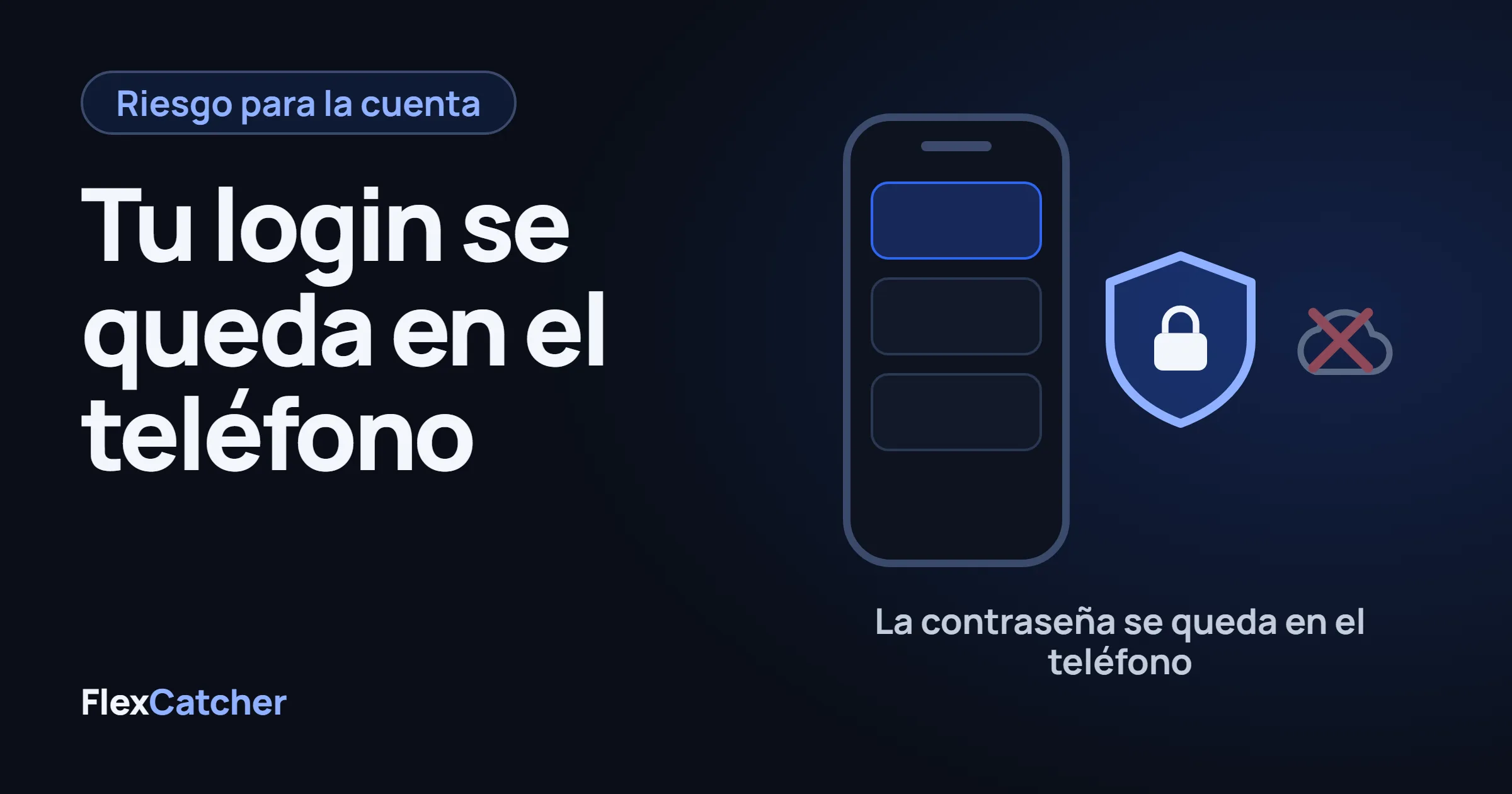 Un teléfono junto a un escudo con candado y una nube tachada.